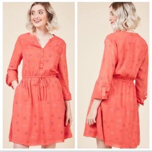 Modcloth Effortless on Arrival Dress in Wishbone Print 4X NWOT